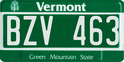 VT license plate BZV463