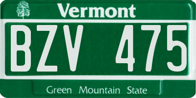 VT license plate BZV475