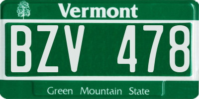 VT license plate BZV478