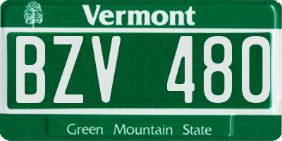 VT license plate BZV480