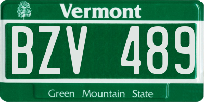 VT license plate BZV489