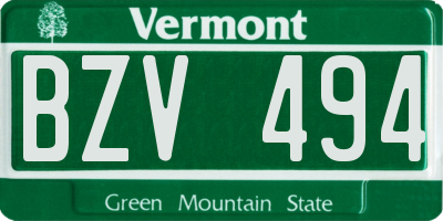 VT license plate BZV494