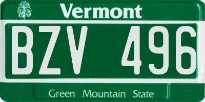 VT license plate BZV496