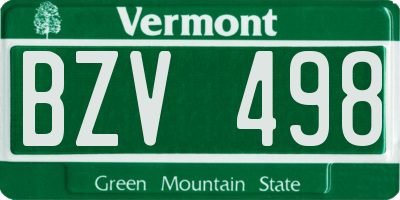 VT license plate BZV498