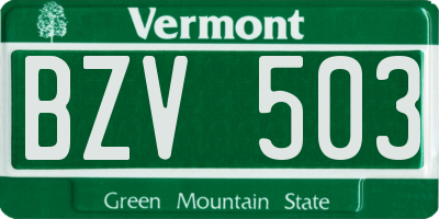 VT license plate BZV503