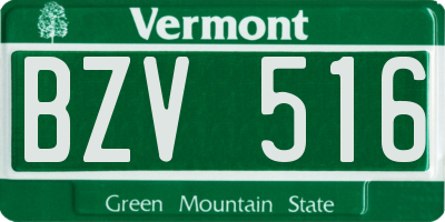 VT license plate BZV516