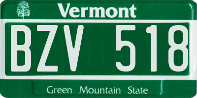 VT license plate BZV518