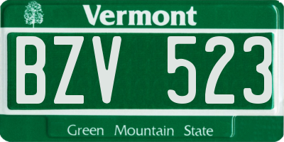 VT license plate BZV523