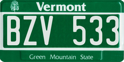 VT license plate BZV533