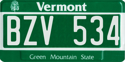 VT license plate BZV534