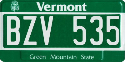 VT license plate BZV535