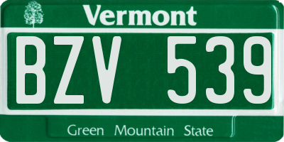 VT license plate BZV539