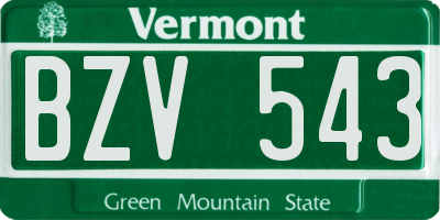 VT license plate BZV543