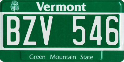 VT license plate BZV546