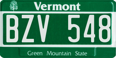 VT license plate BZV548