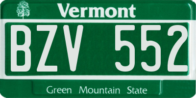 VT license plate BZV552