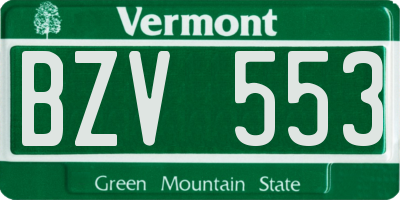 VT license plate BZV553