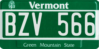 VT license plate BZV566