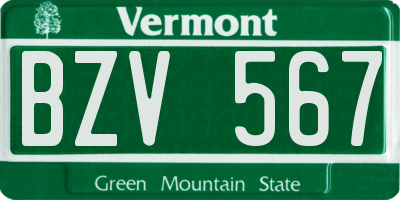 VT license plate BZV567