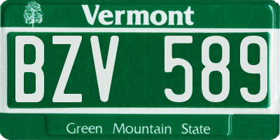VT license plate BZV589