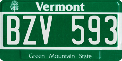 VT license plate BZV593