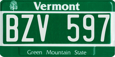 VT license plate BZV597