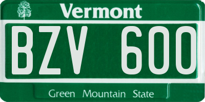 VT license plate BZV600