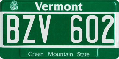 VT license plate BZV602