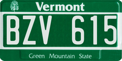 VT license plate BZV615