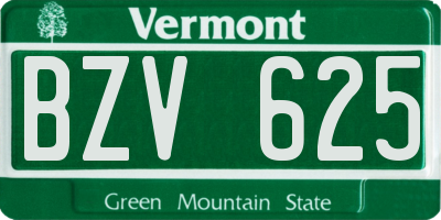 VT license plate BZV625