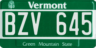 VT license plate BZV645