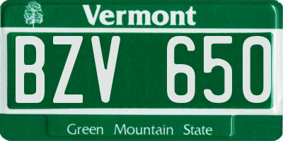VT license plate BZV650