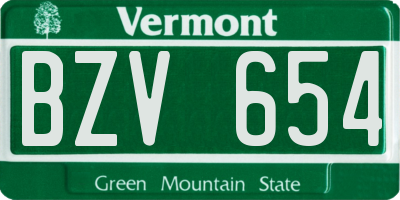 VT license plate BZV654