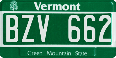 VT license plate BZV662