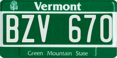 VT license plate BZV670
