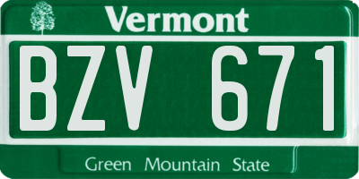 VT license plate BZV671