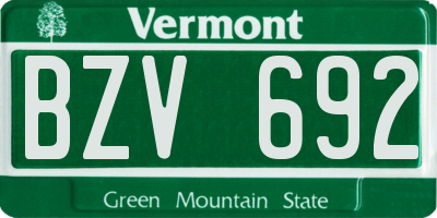 VT license plate BZV692