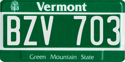 VT license plate BZV703