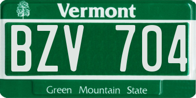 VT license plate BZV704