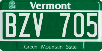VT license plate BZV705