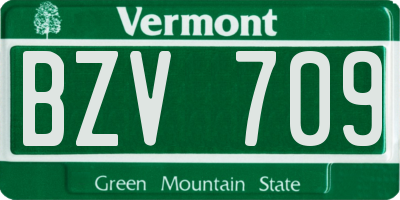 VT license plate BZV709