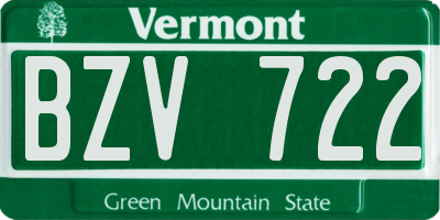 VT license plate BZV722
