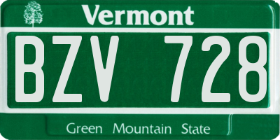 VT license plate BZV728