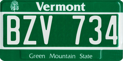 VT license plate BZV734