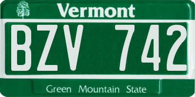 VT license plate BZV742