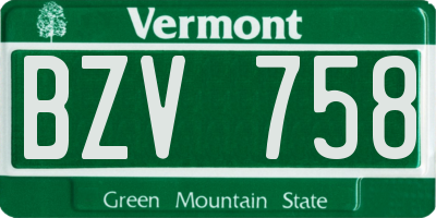 VT license plate BZV758