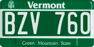 VT license plate BZV760