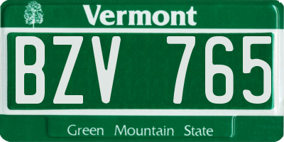 VT license plate BZV765