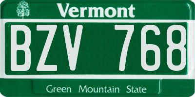 VT license plate BZV768