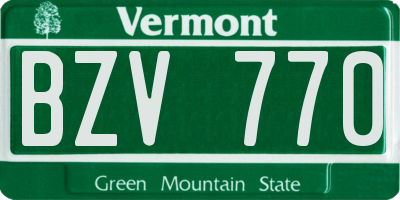 VT license plate BZV770